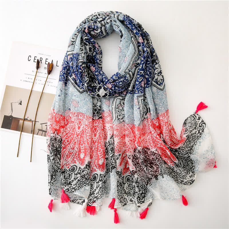Sciarpa con nappe floreali e stampa bohémien da donna - Stile n. 6 - image 17