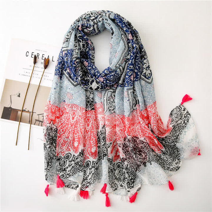 Sciarpa con nappe floreali e stampa bohémien da donna - Stile n. 6 - image 17