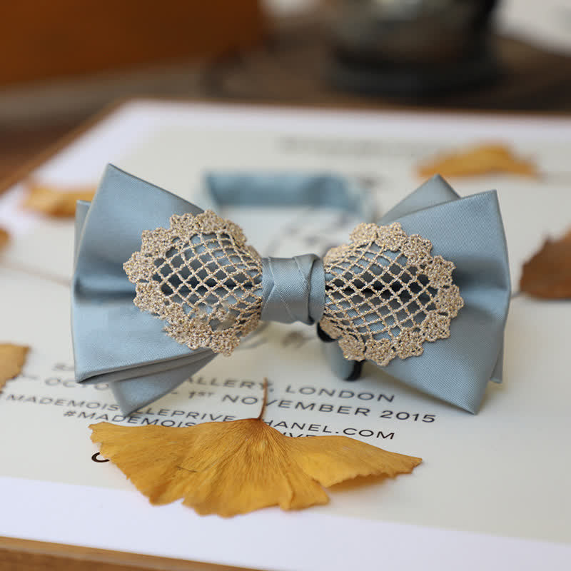 Papillon elegante in pizzo floreale da uomo - Grigio - image 10