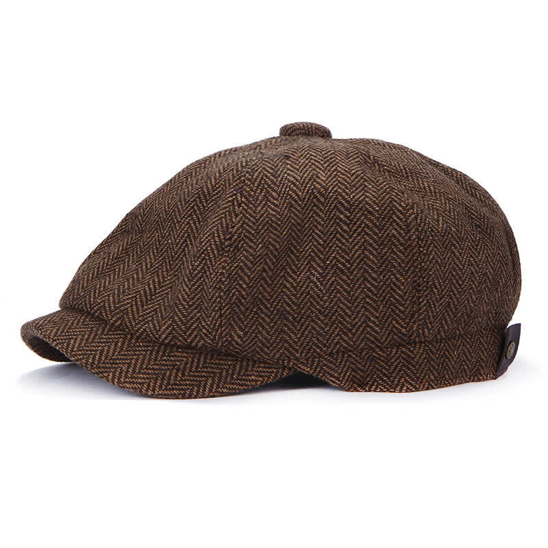 Cappello basco ottagonale a spina di pesce retrò - Caffè scuro - Regolabile (circa 22"-24") - image 8