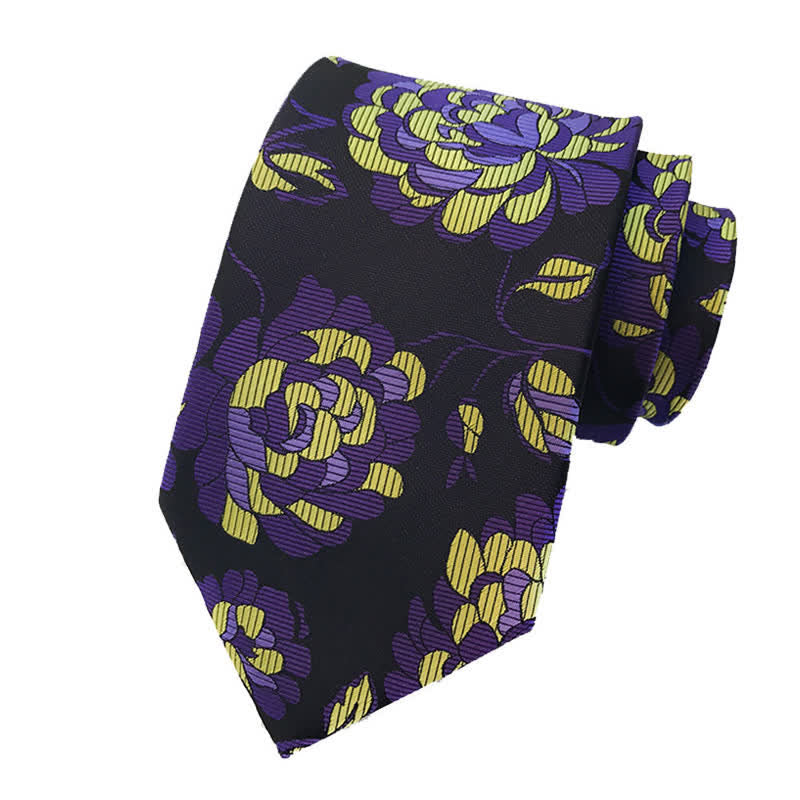 Set di 3 cravatte floreali con motivo peonia vistoso da uomo - image 1