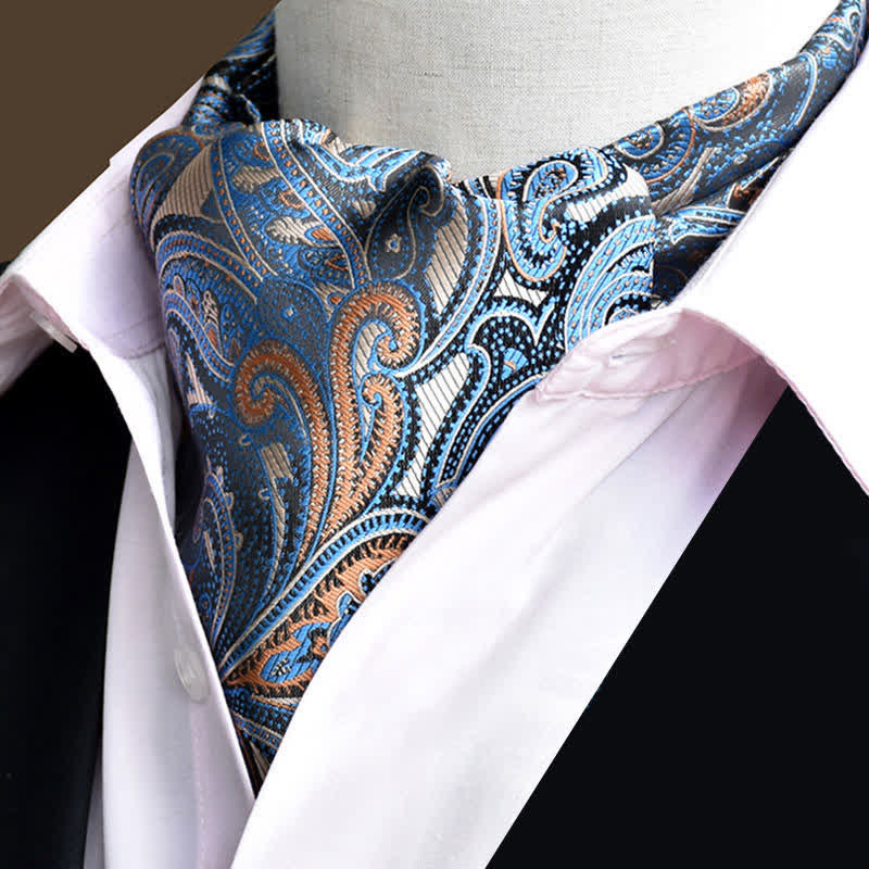 Cravatta Paisley floreale Ascot da uomo SteelBlue Leisure Prom - Acciaio Blu - image 0