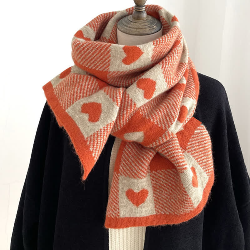 Sciarpa double face a quadri Chunky Love da donna - Rosso - image 13