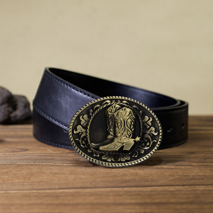 Cintura in pelle con fibbia per stivali da cowboy fai da te da uomo - Stivali - Cintura PU nera (40) - image 2