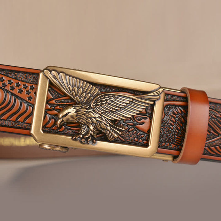 Cintura in pelle goffrata con fibbia Hollow Eagle da uomo - image 5