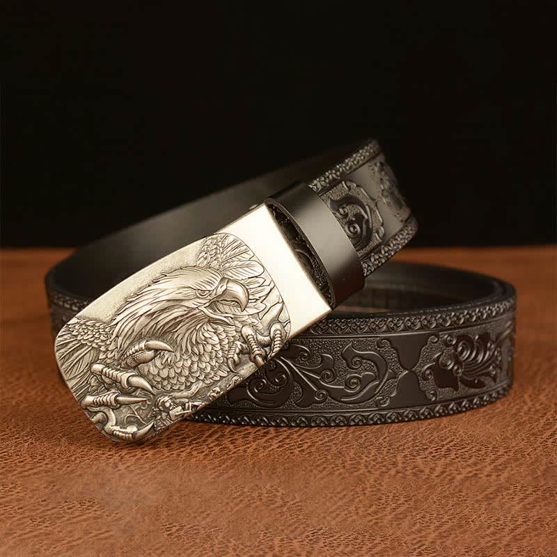Cintura in vera pelle con fibbia aquila da uomo - image 15