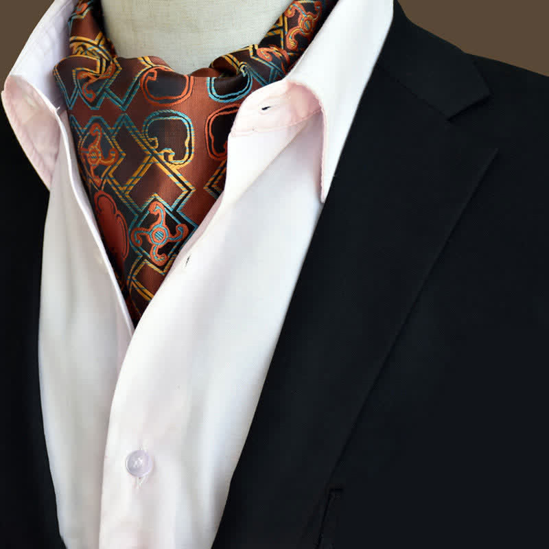 Cravatta SaddleBrown Leisure Prom Gents Floral Ascot Paisley - Marrone sella - image 0