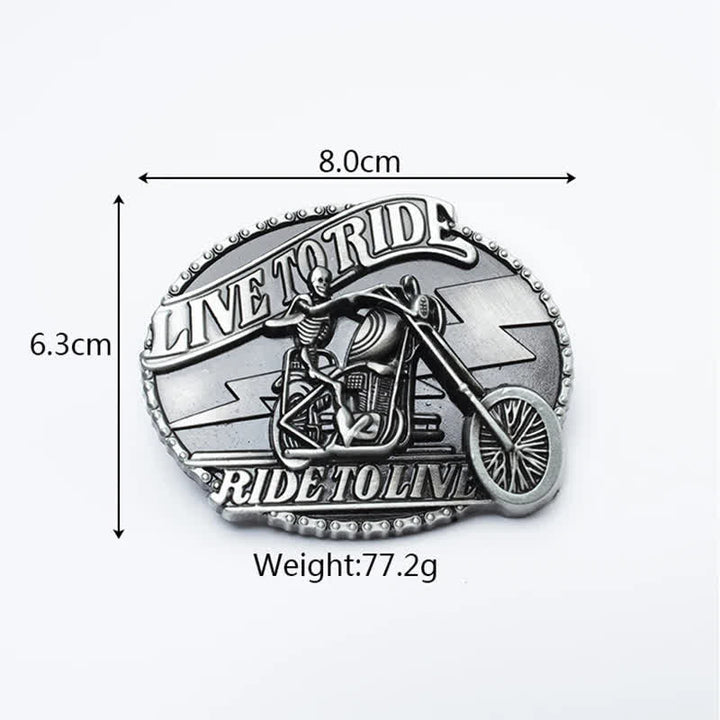 Cintura in pelle da uomo con teschio da motociclista scheletro - image 9