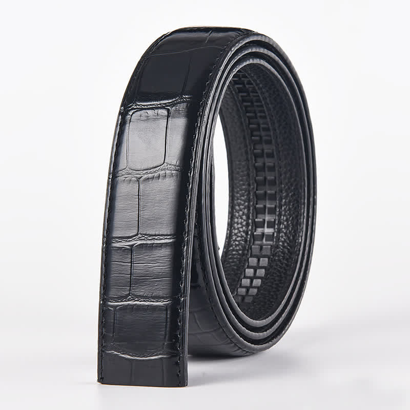 Cintura in pelle con fibbia automatica a forma di testa di tigre fai da te da uomo - Tigre - Cintura con motivo coccodrillo nero (40) - image 5