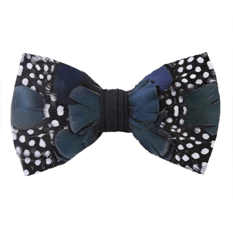 Papillon a strati con piume a pois blu e neri - Blu e nero - image 0