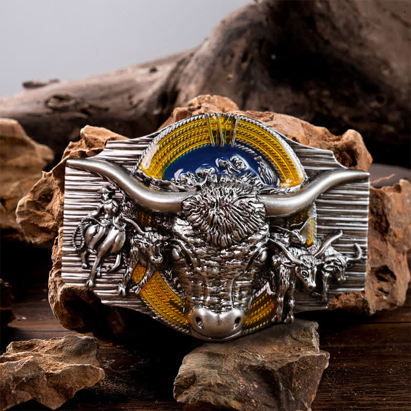 Cintura in pelle con fibbia a forma di toro Longhorn Domineering fai da te da uomo - Toro - Senza cintura - image 0