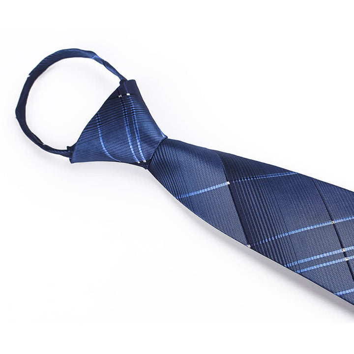 Cravatta da uomo con cerniera blu navy sfumata a quadri - image 2