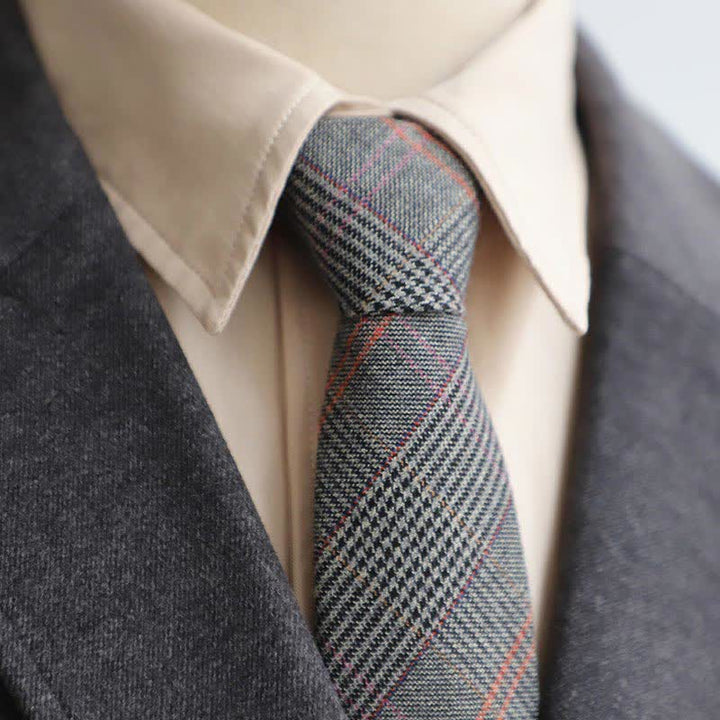 Cravatta a quadri con cerniera retrò da uomo - Grigio - image 2