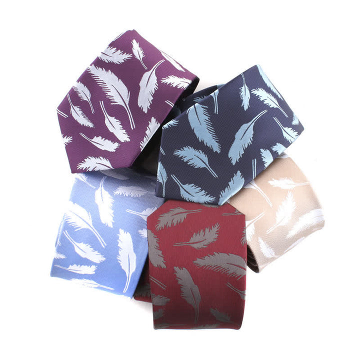 Cravatta da uomo in jacquard con stampa di piume - image 0