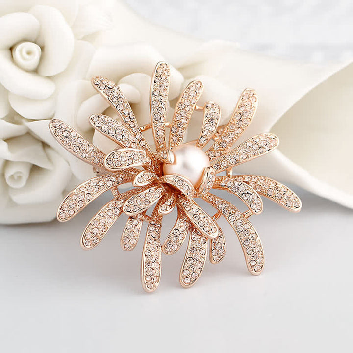 Spilla floreale in corallo da donna con perle - image 1