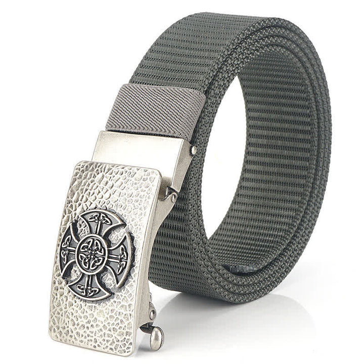 Cintura in nylon per il tempo libero in stile retrò da uomo - Grigio / Argento - 48" - image 20