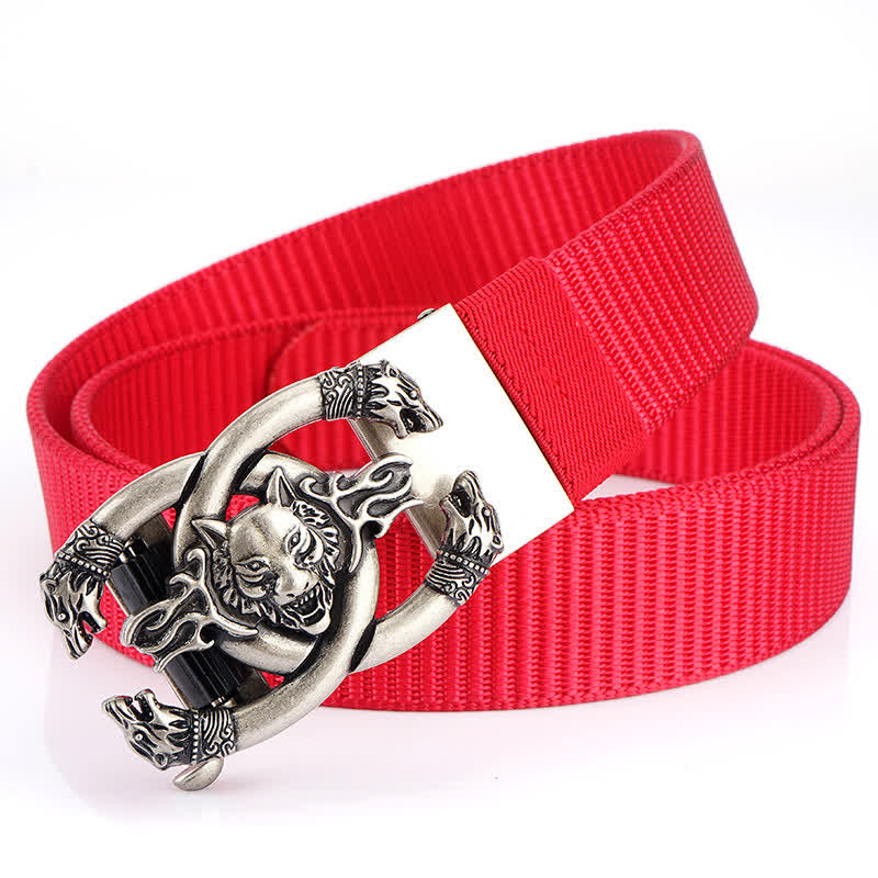 Cintura da uomo in nylon con scritta "Fierce Wolves In Flame" - Rosso / Argento - 48" - image 22