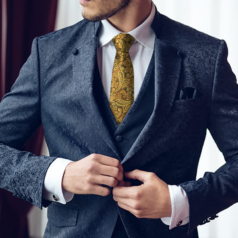 Set di 3 cravatte classiche da uomo con motivo Paisley floreale - image 2
