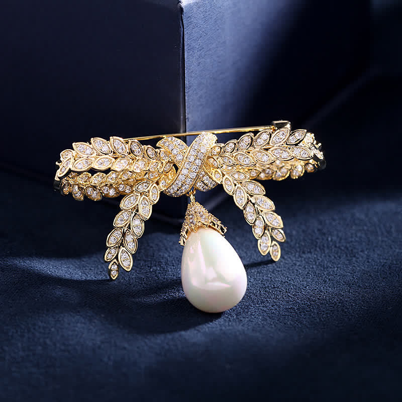 Spilla da donna con fiocco di grano barocco - Oro - image 0