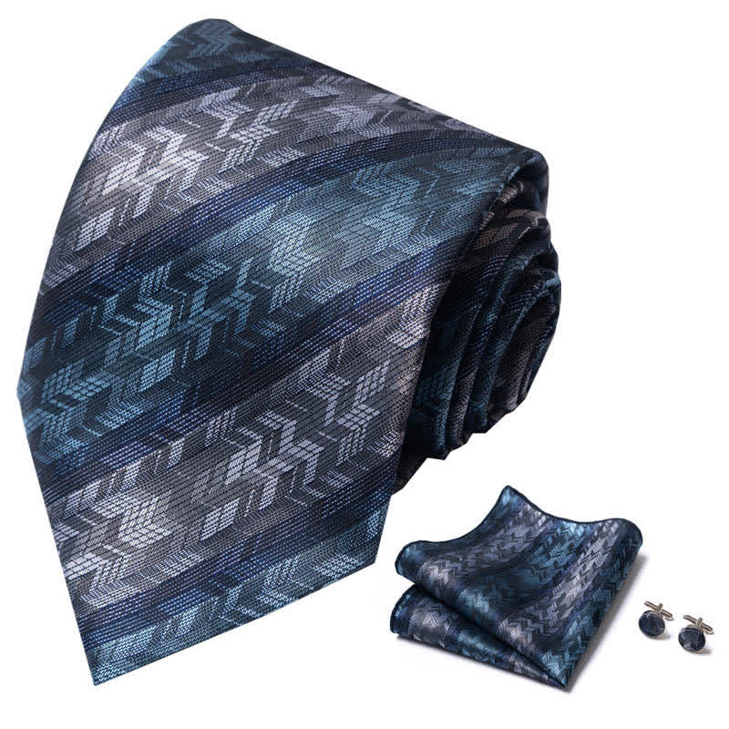 Set di 3 cravatte a righe grigie e verdi da uomo - image 1