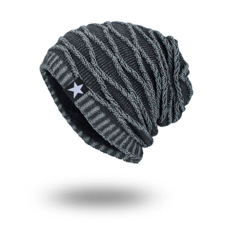 Berretto lavorato a maglia con fodera in pile a cinque stelle - Grigio - Misura M (22"-22 7/8") - image 0