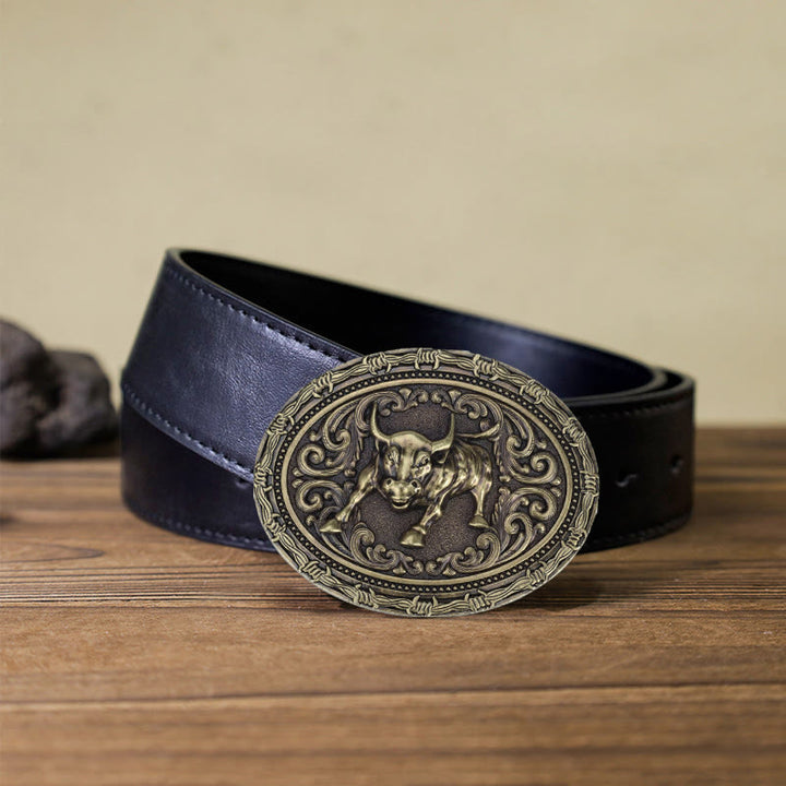 Cintura in pelle con fibbia da torero da cowboy fai da te da uomo - Cavallo - Cintura PU nera (40) - image 5