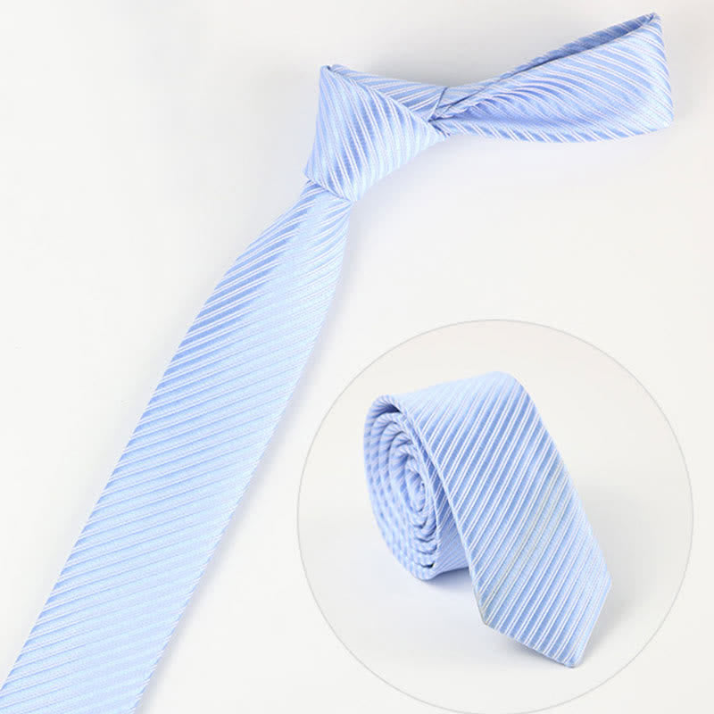 Cravatta da uomo in twill grigio blu bianco tinta unita per tutti i giorni - Azzurro pallido - image 4