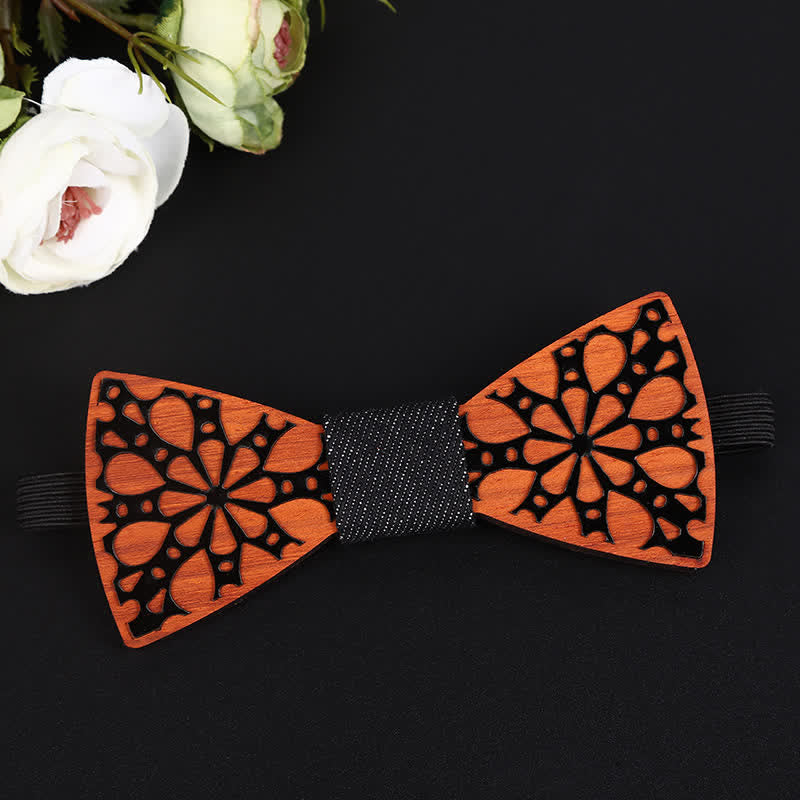 Papillon in legno floreale maestoso da uomo - Nero - image 2