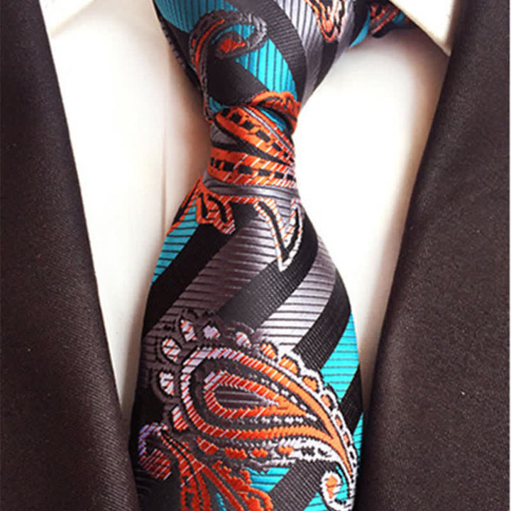 Cravatta Paisley Ingenious da uomo, celeste e arancione - image 1