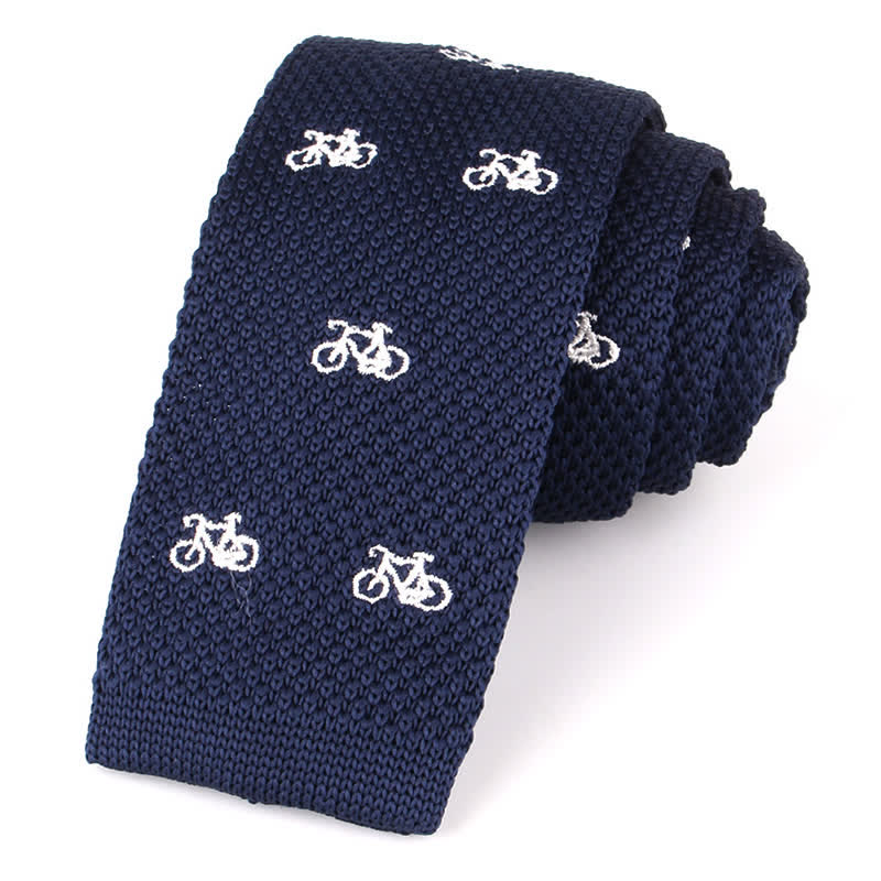 Cravatta sottile lavorata a maglia con motivi ripetuti da uomo - Bici - image 10