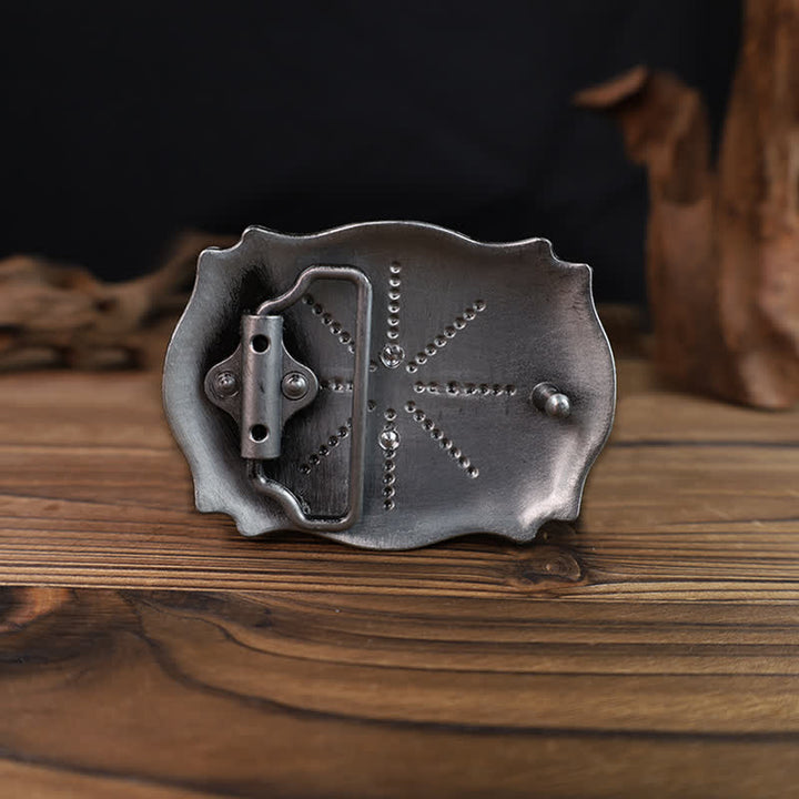 Cintura in pelle fai da te con fibbia in argento anticato Longhorn Bull da uomo - image 1