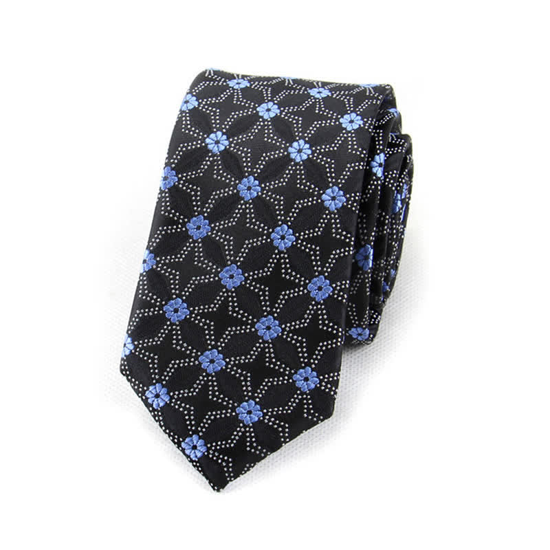 Cravatta geometrica con ricamo floreale da uomo - Nero - image 2