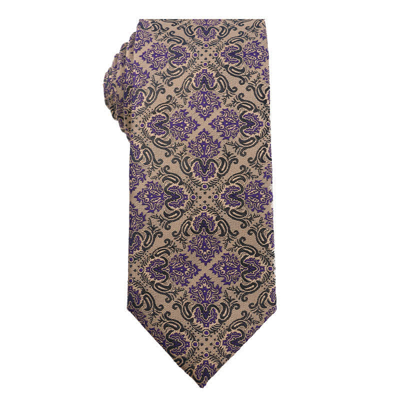 Cravatta da uomo British Khaki Champagne Series - Fiore esotico - image 8