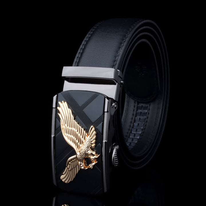 Cintura in pelle con fibbia automatica Animal Eagle da uomo - Oro e nero - 46 - image 10