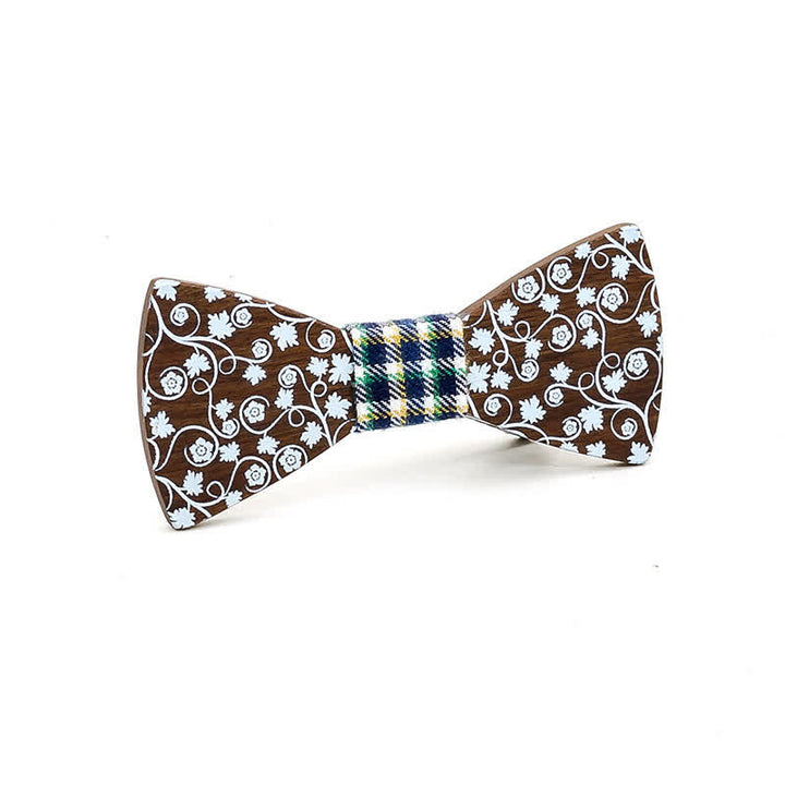 Papillon in legno con stampa floreale Kid Glorious - Plaid blu navy - image 7