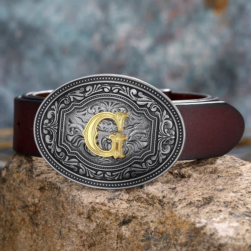 Cintura in pelle con fibbia in rilievo con iniziale hip hop unisex fai da te - G - 44 - image 11