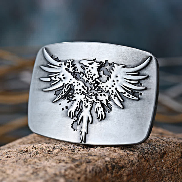 Cintura in pelle con fibbia a forma di aquila fenice risorgente fai da te da uomo - Argento - Senza cintura - image 0