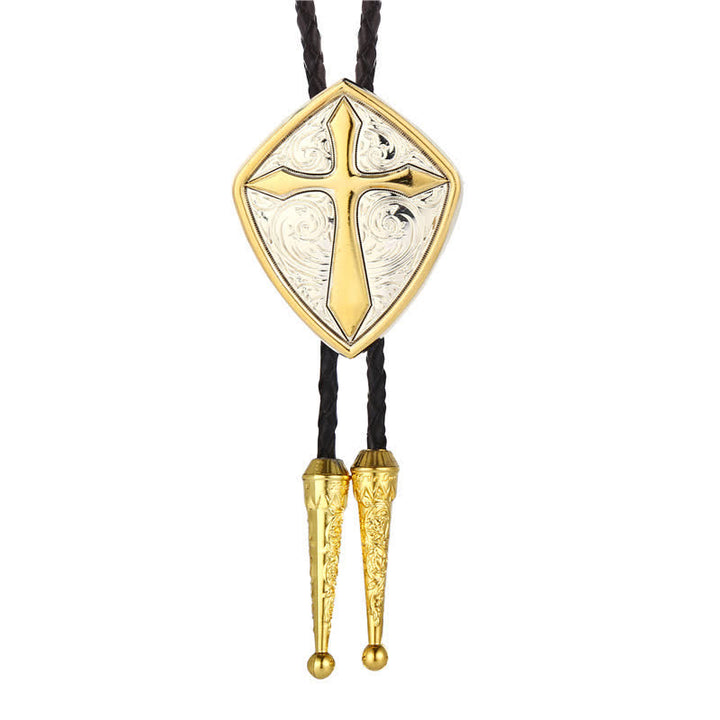 Cravatta Bolo con Scudo Romano e Croce Incisa Antica - Oro - image 6