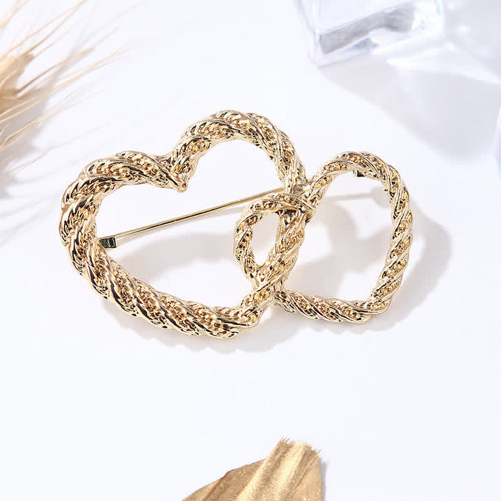 Spilla da donna Double Love Heart To Heart - Oro - image 0