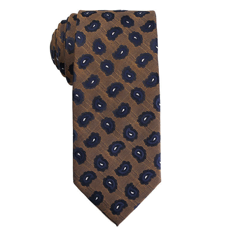 Cravatta da uomo con motivo floreale Paisley della serie Gold Orange - Paisley blu navy - image 4