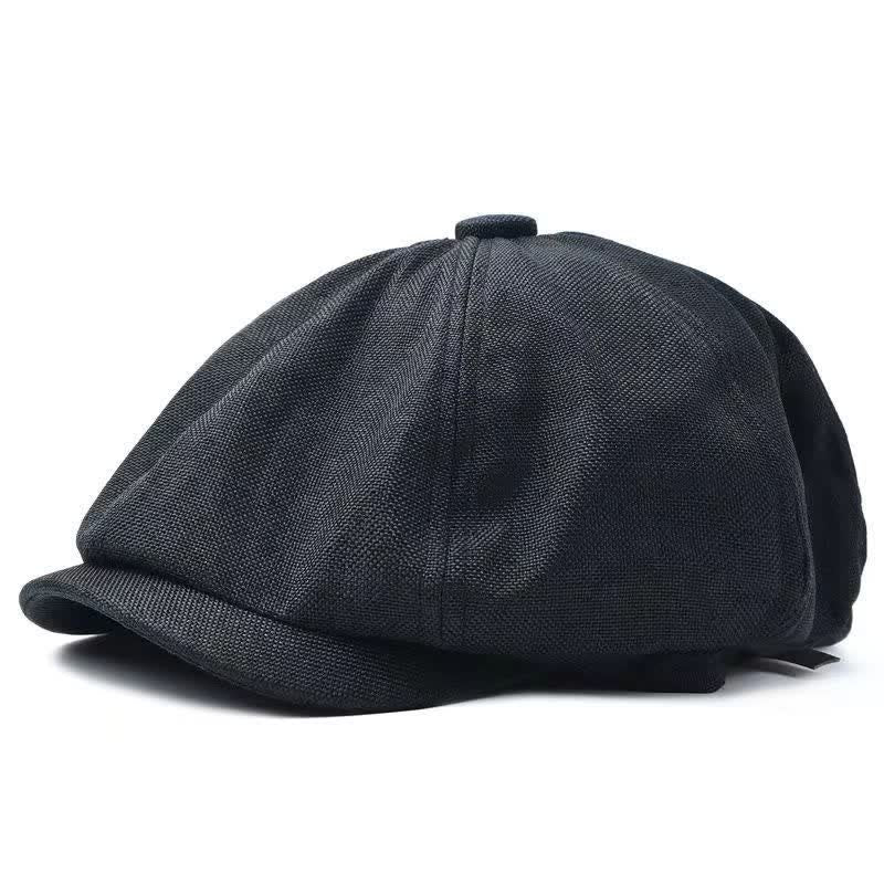Berretto ottagonale in lino traspirante casual - Nero - Regolabile (circa 21 5/8"-23 5/8") - image 8