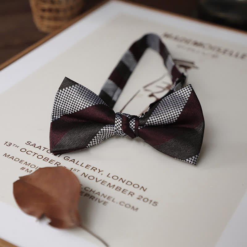 Papillon vintage semplice e delicato da uomo - Strisce bordeaux - image 5