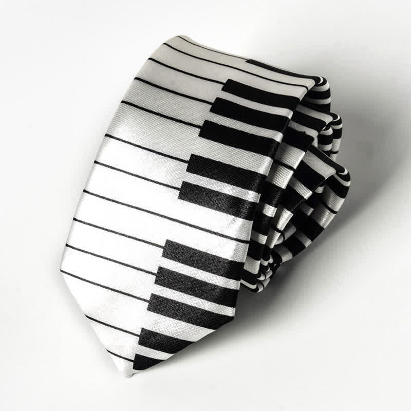 Cravatta da uomo con nota musicale per pianoforte - Pianoforte bianco - image 17