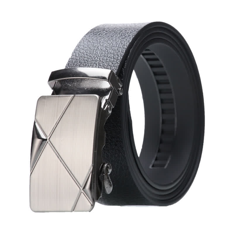 Cintura da uomo in pelle nera con fibbia automatica - Stile n. 2 - Argento - 42 - image 6