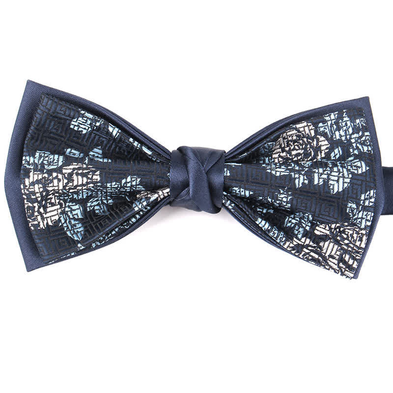 Papillon elegante da uomo con motivo floreale botanico - Blu #5 - image 17