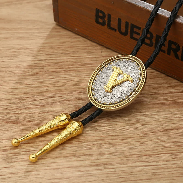 Accessorio per camicia da cowboy occidentale, alfabeto dalla A alla Z, cravatta Bolo - V - image 25