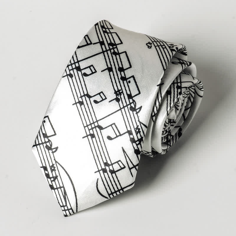 Cravatta da uomo con nota musicale per pianoforte - Bastone bianco - image 8