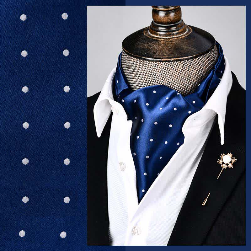 Cravatta RoyalBlue Modern Grandeur Floral Ascot Polka Dots - Blu Reale - image 0