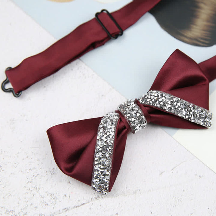 Papillon da sposa con strass scintillanti da uomo - Borgogna - image 10