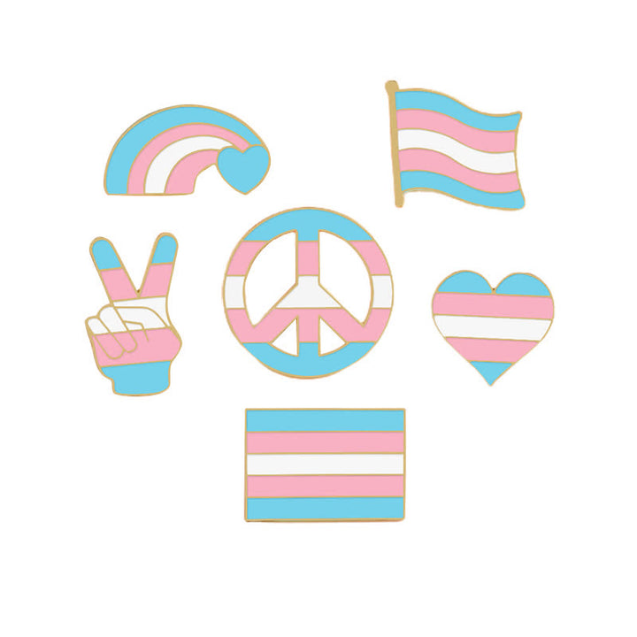 Spilla con bandiera arcobaleno rosa e blu Pride Day da 6 pezzi - 6 pezzi - image 0